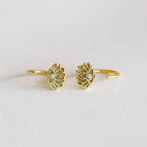 JaxKelly Icon Huggies - Lotus Flower - Gold Earrings